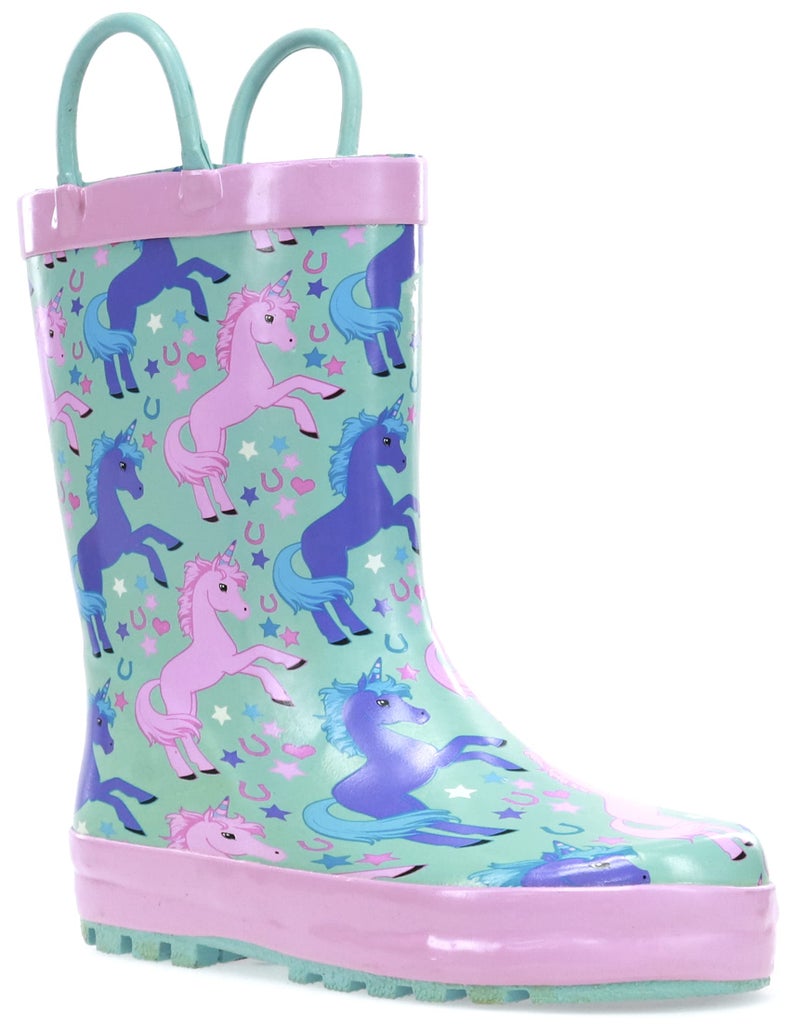 Western Chief girls Waterproof Printed Rain Boot , Lucky Unicorn ,2-3 Little Kid - Image 1